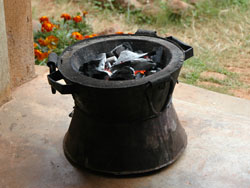 Hot coals in the jiko