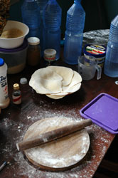 Rolled out tortillas