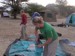 Lauren and Kate set up their tent